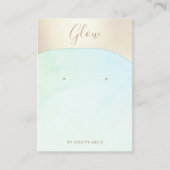 Aqua Blue Waterverf Gold Script Earning Display Visitekaartje (Voorkant)