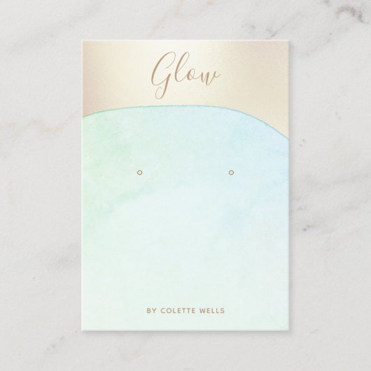 Aqua Blue Waterverf Gold Script Earning Display Visitekaartje (Voorkant)