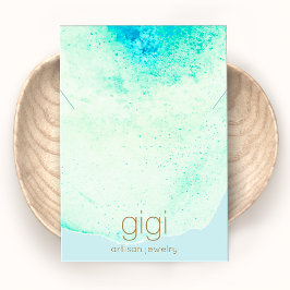 Aqua Blue Waterverf Ketting Display Holder Visitekaartje