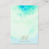 Aqua Blue Waterverf Ketting Display Holder Visitekaartje (Voorkant)
