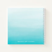 Aqua Blue Waterverf Ombre Modern gepersonaliseerd Notitieboek (Achterkant)