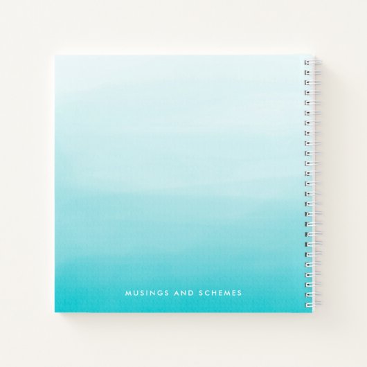 Aqua Blue Waterverf Ombre Modern gepersonaliseerd Notitieboek (Achterkant)