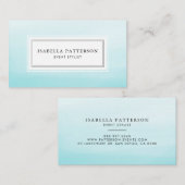 Aqua Blue Waterverf Ombre Modern Visitekaartje (Voorkant / Achterkant)