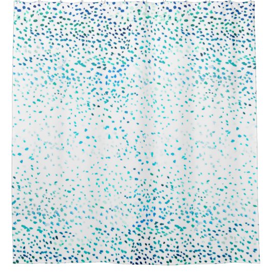 Aqua blue waterverf ombre stippen patroon douchegordijn (Voorkant)