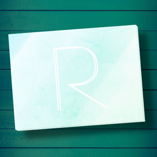 Aqua blue waterverf pastel-monogram post-it® notes