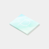 Aqua blue waterverf pastel-monogram post-it® notes (Schuin)