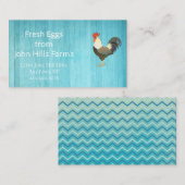 Aqua Blue Waterverf Rooster Silhouette Chevron Visitekaartje (Voorkant / Achterkant)