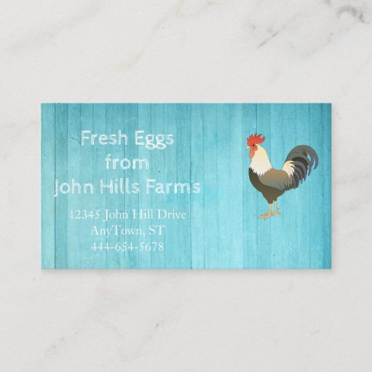 Aqua Blue Waterverf Rooster Silhouette Chevron Visitekaartje (Voorkant)