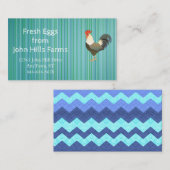 Aqua Blue Waterverf Rooster Silhouette Chevron Visitekaartje (Voorkant / Achterkant)