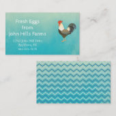Aqua Blue Waterverf Rooster Silhouette Chevron Visitekaartje (Voorkant / Achterkant)