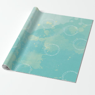 Aqua Blue Waterverf Verpakkingspapier Cadeaupapier