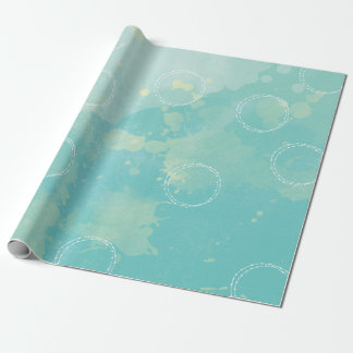 Aqua Blue Waterverf Verpakkingspapier Cadeaupapier