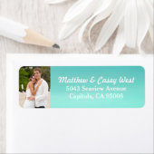 Aqua Blue Waterverf Wash Beach Foto Etiket (Insitu)