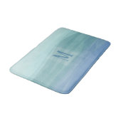 Aqua Blue Waterverf Waves Monogram Badmat (Gekanteld)