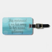 Aqua Blue Waterverf Waves Zeemeermin Ocean Quote Bagagelabel (Voorkant horizontaal)