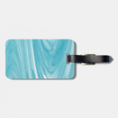 Aqua Blue Waterverf wervelpatroon Bagagelabel (Achterkant horizontaal)