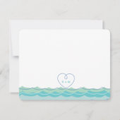Aqua Blue Waves Loopy Hart Bruiloft Dank u Kaart Notitiekaartje (Voorkant)