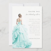 Aqua Blue Wedding Gown Vrijgezellenfeest Bedankt Kaart (Voorkant)
