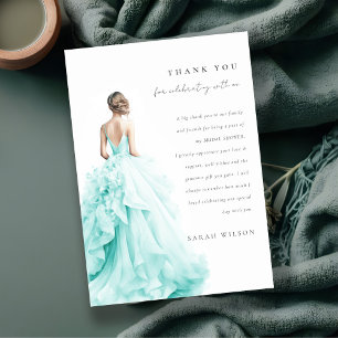 Aqua Blue Wedding Gown Vrijgezellenfeest Bedankt Kaart