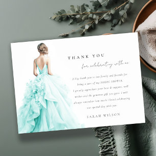 Aqua Blue Wedding Gown Vrijgezellenfeest Bedankt Kaart