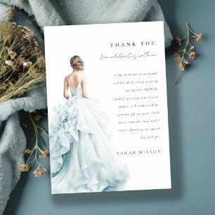 Aqua Blue Wedding Gown Vrijgezellenfeest Bedankt Kaart