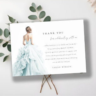 Aqua Blue Wedding Gown Vrijgezellenfeest Bedankt Kaart