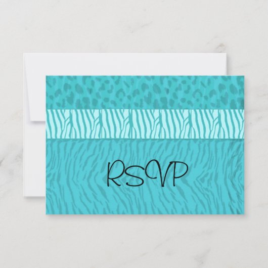 Aqua Blue Wedding RSVP Kaartje (Voorkant)