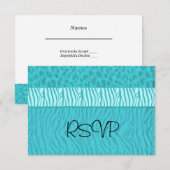 Aqua Blue Wedding RSVP Kaartje (Voorkant / Achterkant)
