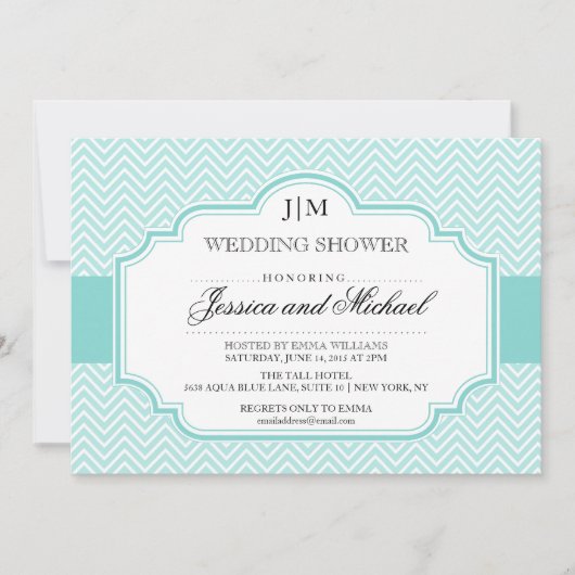 Aqua Blue Wedding Shower-uitnodigingen Kaart (Voorkant)