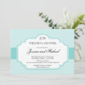 Aqua Blue Wedding Shower-uitnodigingen Kaart (Staand voorkant)