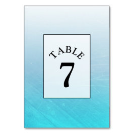 Aqua Blue Wedding Table Number Card Kaart
