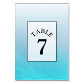 Aqua Blue Wedding Table Number Card Kaart (Voorkant)