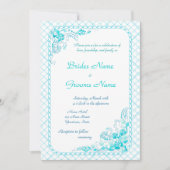 Aqua Blue Wedding Uitnodiging (Voorkant)