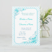 Aqua Blue Wedding Uitnodiging (Staand voorkant)