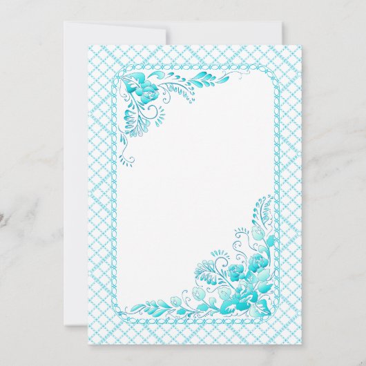 Aqua Blue Wedding Uitnodiging (Achterkant)