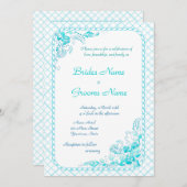 Aqua Blue Wedding Uitnodiging (Voorkant / Achterkant)