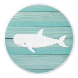 Aqua Blue Whale Faux Wood Lade knop