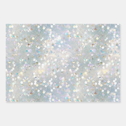 Aqua Blue White Bokeh Verjaardag Inpakpapier Vel (Voorkant 2)