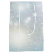 Aqua Blue White Bokeh Verjaardag Medium Cadeauzakje (Achterkant)