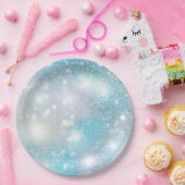 Aqua Blue White Bokeh Verjaardag Papieren Bordje (Feest)