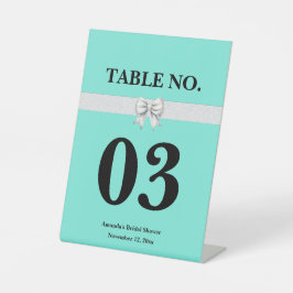 Aqua Blue White Bow-Vrijgezellenfeest Reclamebord Met Voetstuk