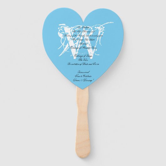Aqua Blue & White Chic Monogram Wedding Program Handwaaier (Achterkant)