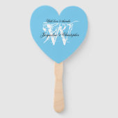 Aqua Blue & White Chic Monogram Wedding Program Handwaaier (Voorkant)