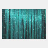 Aqua Blue White Glam Tinsel Stripes Gift Labels Inpakpapier Vel (Voorkant 3)