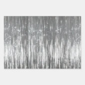 Aqua Blue White Glam Tinsel Stripes Gift Labels Inpakpapier Vel (Voorkant 2)