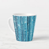 Aqua Blue White Glam Tinsel Stripes Gift Labels Latte Mok (Linkerhoek)