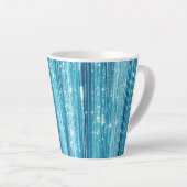 Aqua Blue White Glam Tinsel Stripes Gift Labels Latte Mok (Rechterhoek)