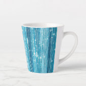 Aqua Blue White Glam Tinsel Stripes Gift Labels Latte Mok (Rechts)