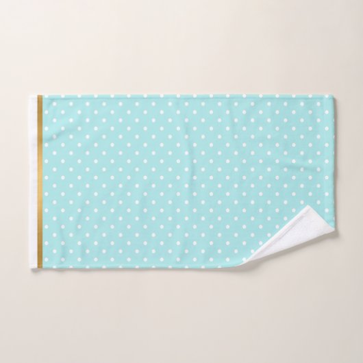 AQUA BLUE WHITE GOLD POT BATHROOM TOWEL SET BAD HANDDOEK (Handdoek)