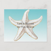 Aqua Blue White Gold Starfish Beach Briefkaart (Voorkant)